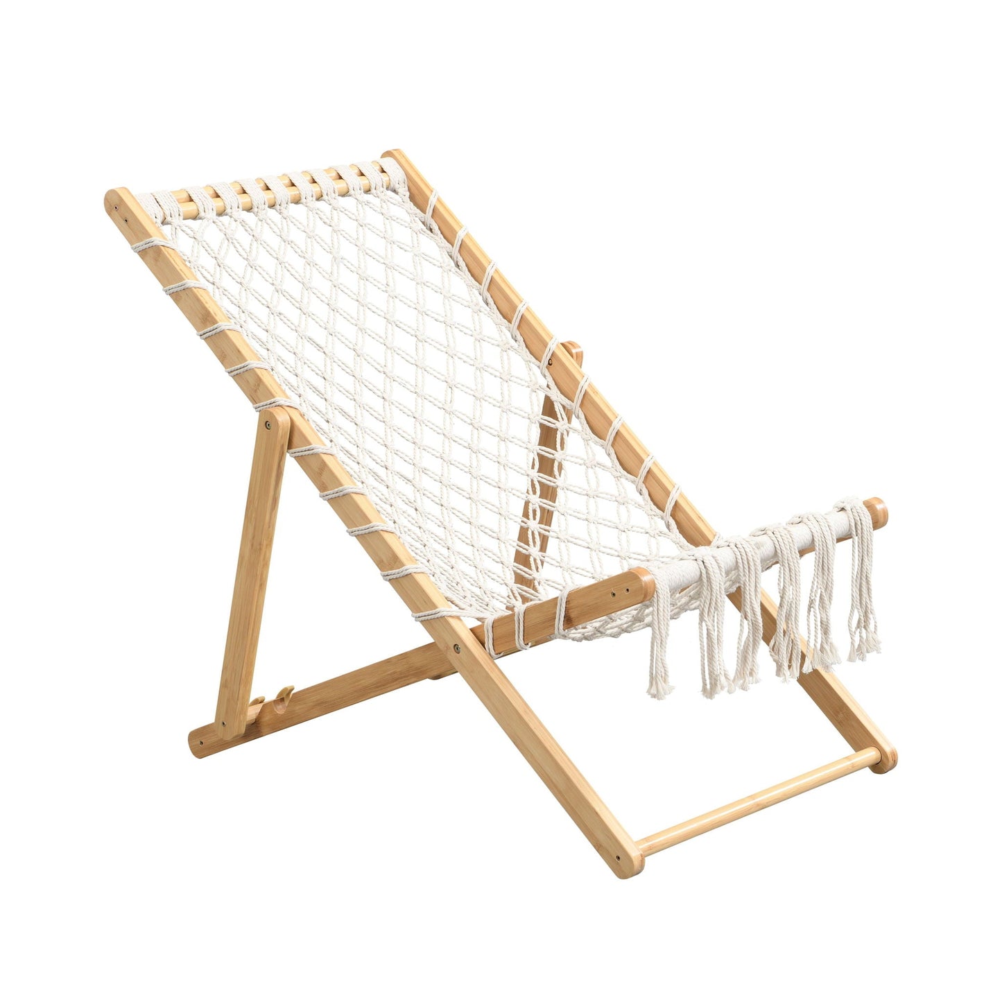 Bamboo Weaving Chair Set With Handwoven Rope For Patio And Living Spaces - Natural