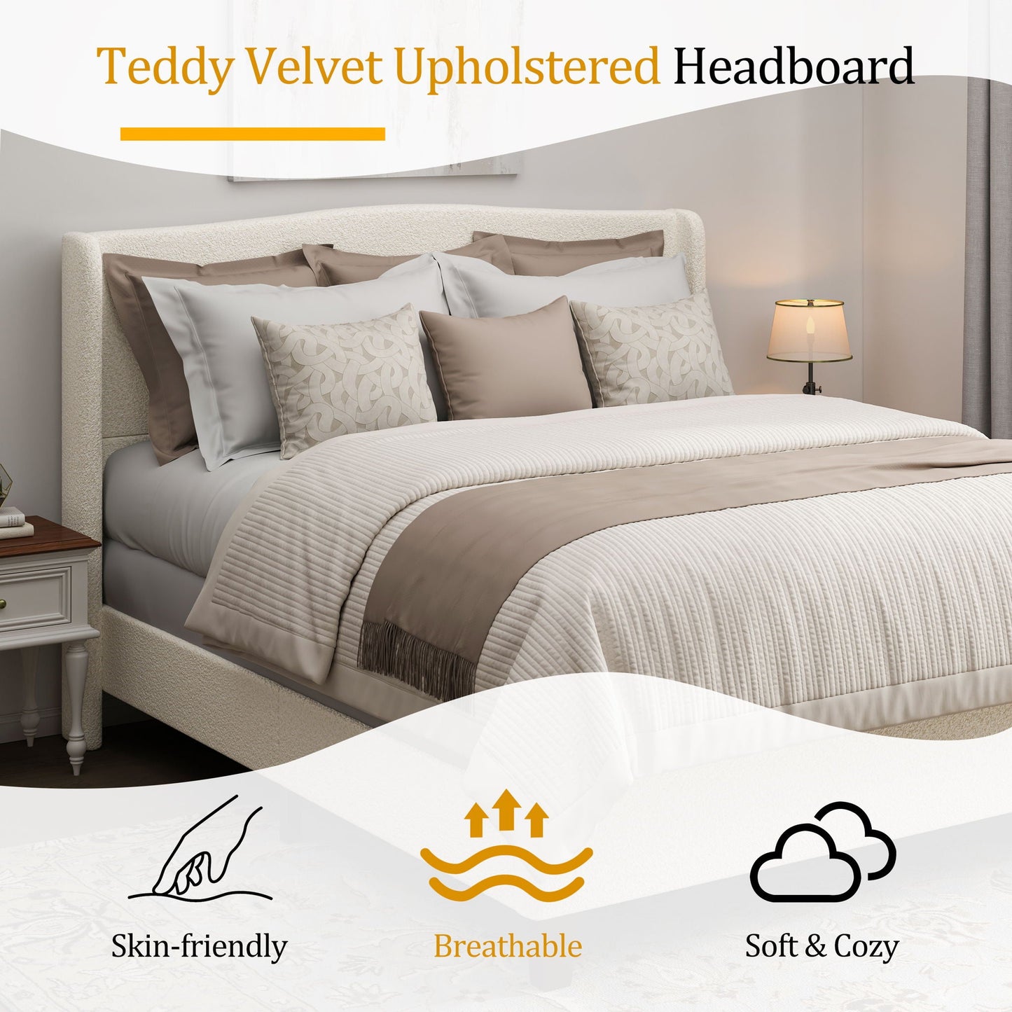 Platform Bed Frame With Tall Headboard And High Footboard
