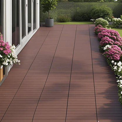 Plastic Interlocking 44 Pack Patio Deck Tiles, Square Waterproof Outdoor All Weather Use