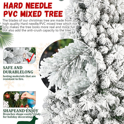 6FT Flocked Christmas Tree with 350 Warm LED Lights