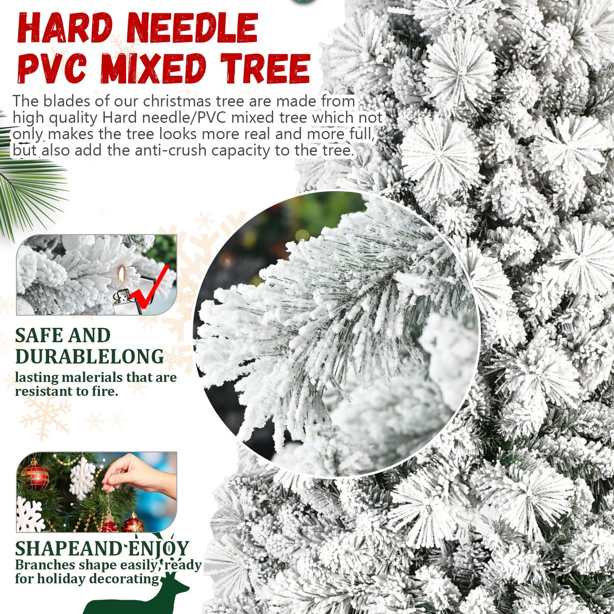 7.5FT Flocked Christmas Tree with 1252 Tips