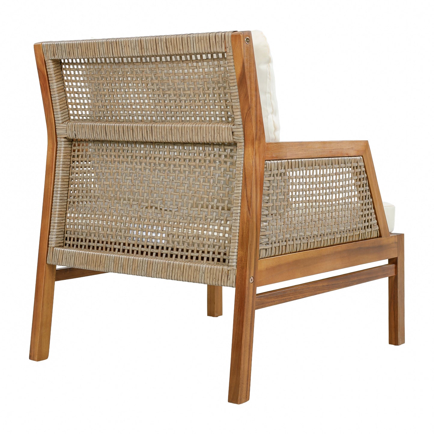2 Piece Acacia Wood Patio Furniture Club Chair Set