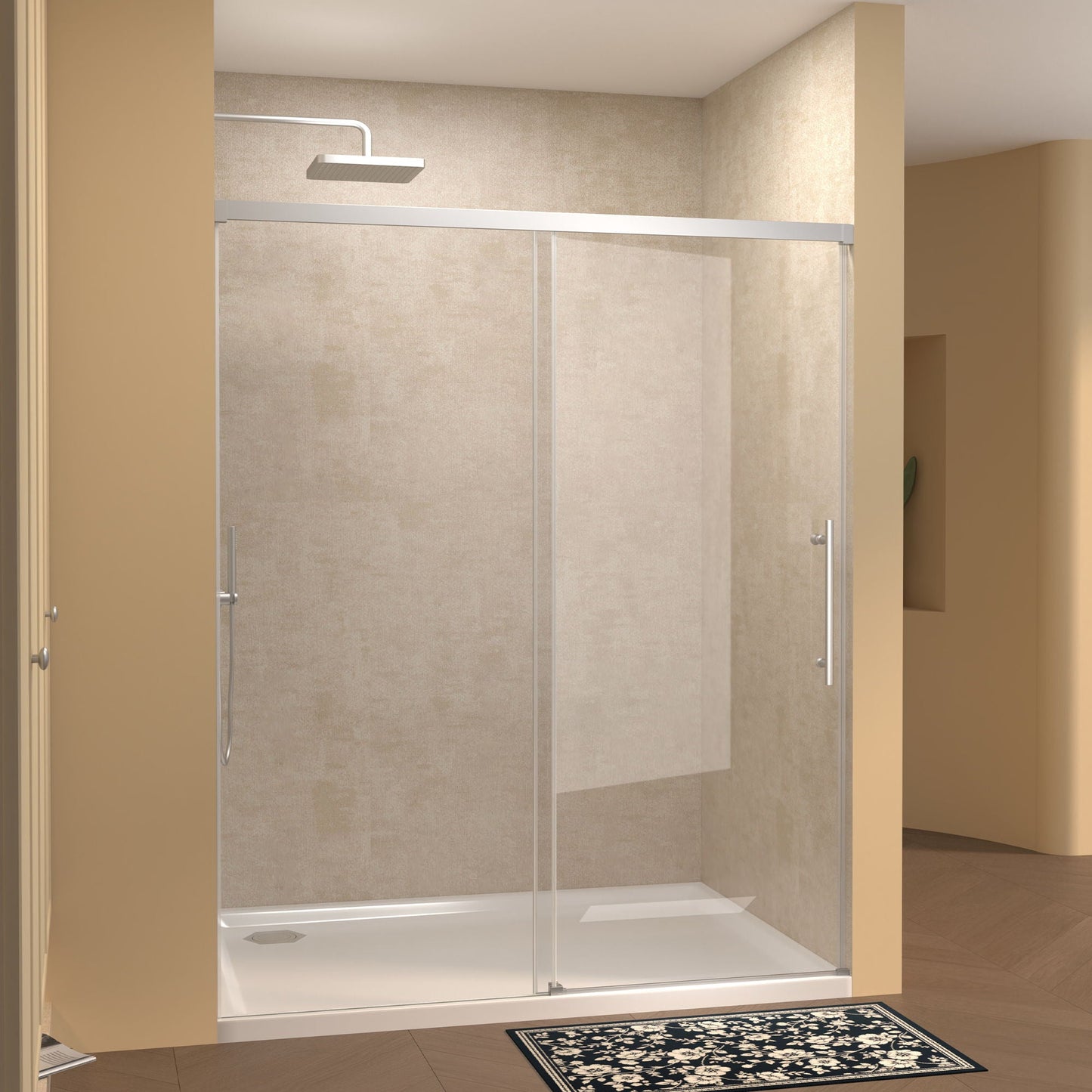 Frameless Single Sliding Shower Door With Handle