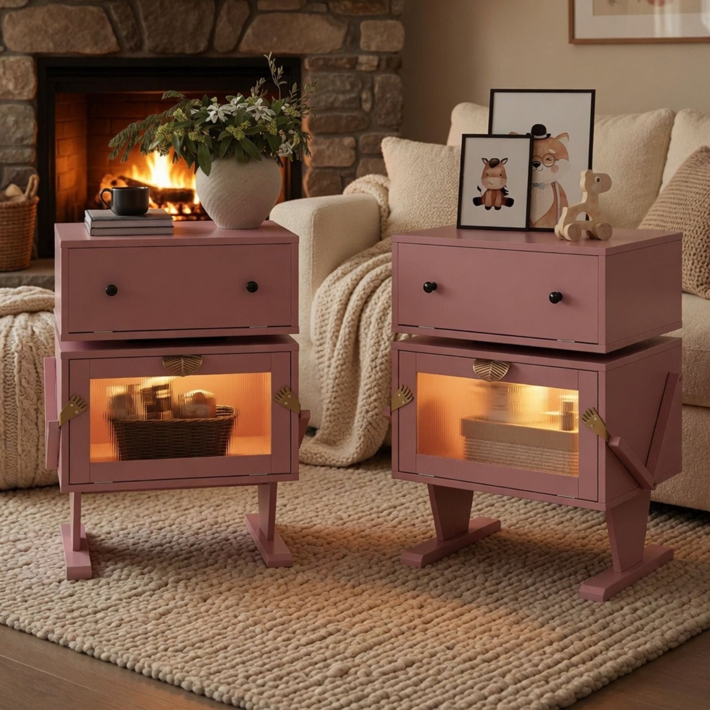 Robot LED Nightstand With 360° Rotating Drawer