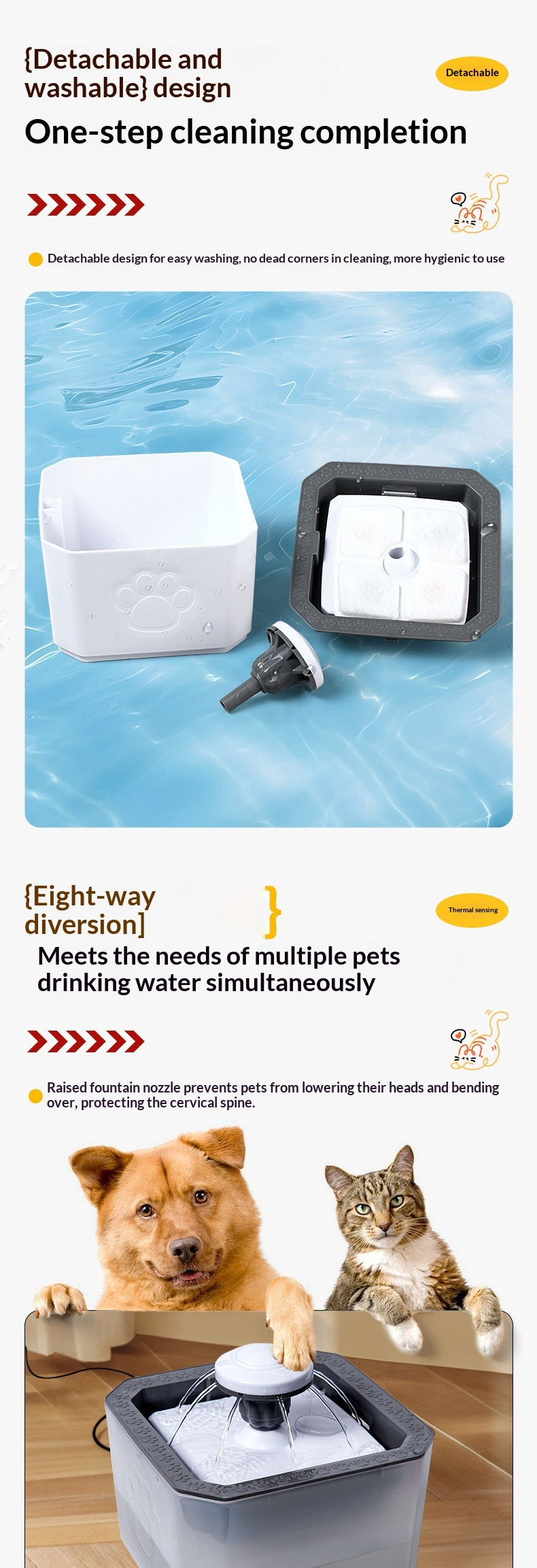 Quiet Smart Circulating Detachable Washable Pet Water Fountain