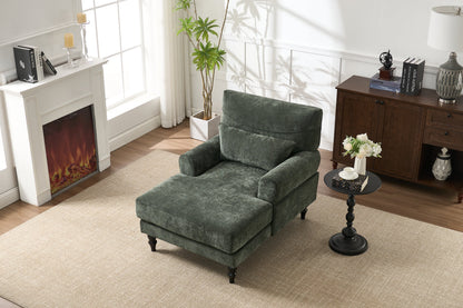 Modern Chaise Lounge Upholstered Sofa Recliner Chair in Green