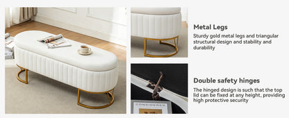 Storage Bench Bedroom Bench with Golden Metal Legs