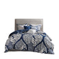 7 Piece Cotton Printed Comforter Set Indigo King