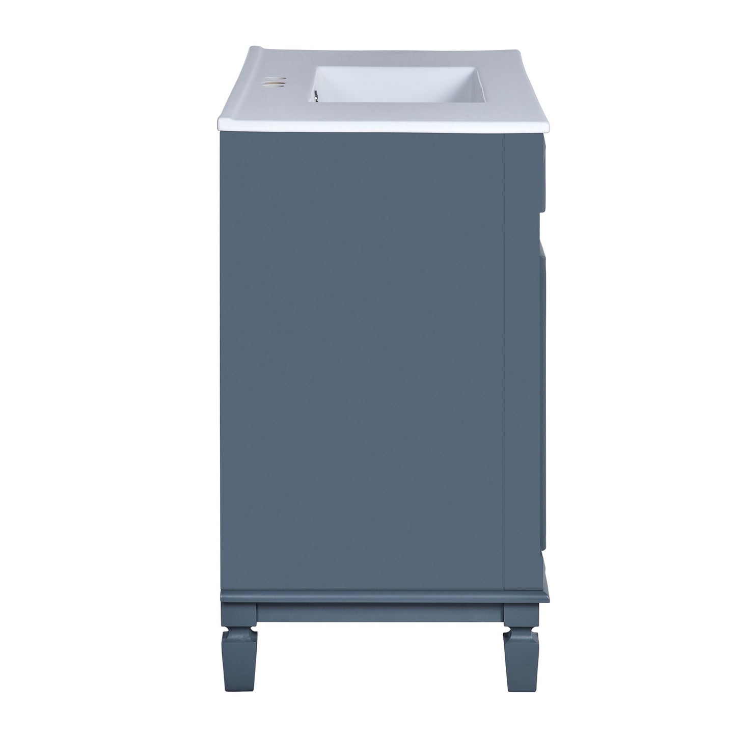 36" Bathroom Vanity With Ceramic Sink and Soft-Close Doors - Blue