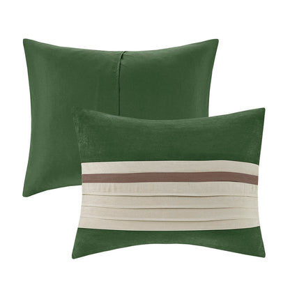 7 Pc Faux Suede Comforter Set Green Queen