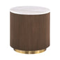 3 Piece Table Set Oval Cocktail Table, 2 Round End Tables - Brown / Gold / White