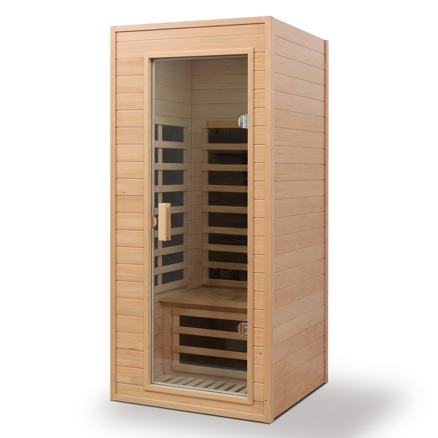 Hemlock One-person Far Infrared Roof Embedded Indoor Sauna Room Natural Hemlock 33.7x33.46x72.83 inches
