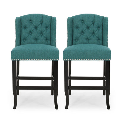 Vienna Fabric Tufted Counter Stool With Nailhead Accents (Set of 2)