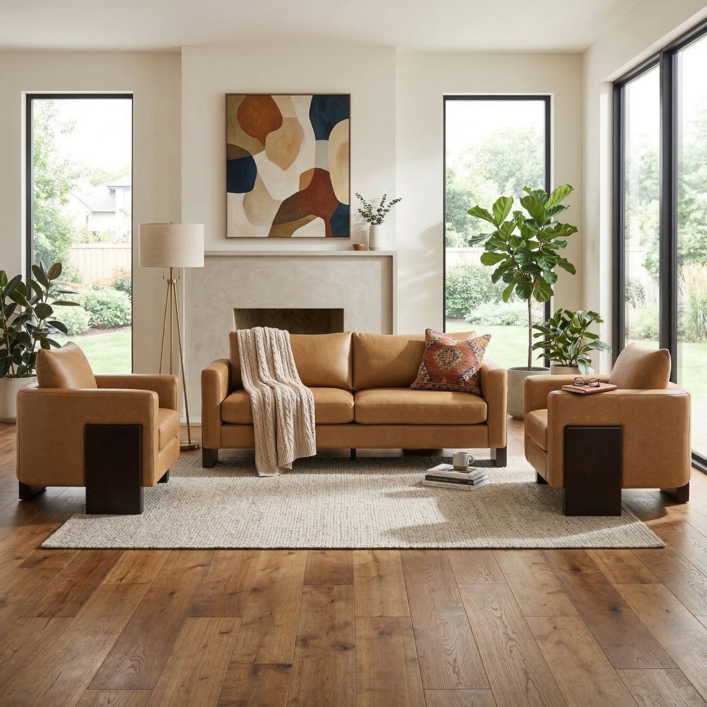 Cozy Sofa Set Oversized Comfy Cloud Sofa with Rubberwood Legs