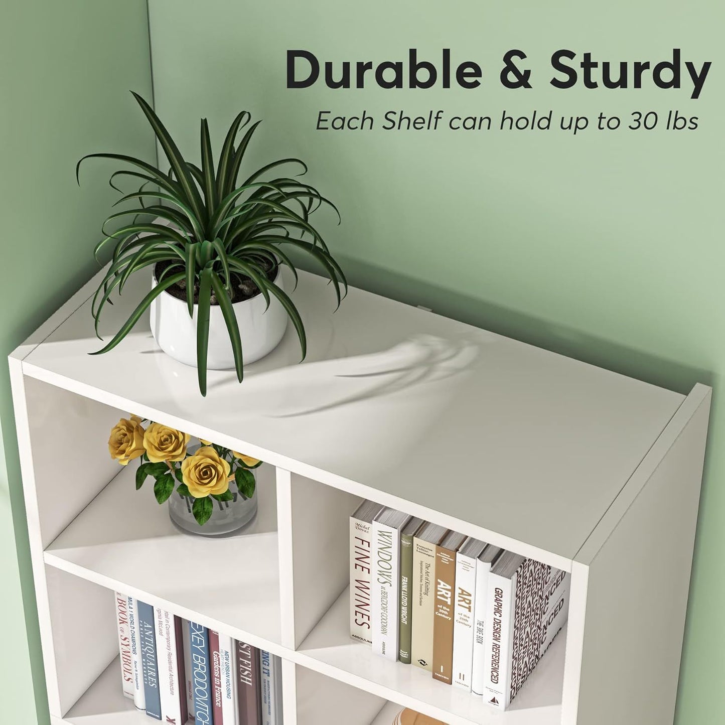 Narrow 12 Cube Bookcase With Closed Back For Living Room - White