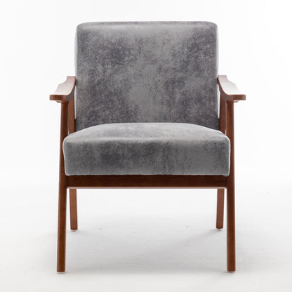 Mid Century Modern Accent Chair With Solid Wood Frame And Extra Thick Backrest