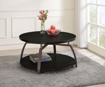 Dacre Round Engineered Wood Top Coffee Table Dark Charcoal