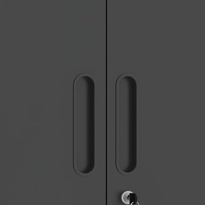 Metal Wall Mounted Tool Storage Cabinet With 2 Locking Doors, Adjustable Shelf, And Drawer