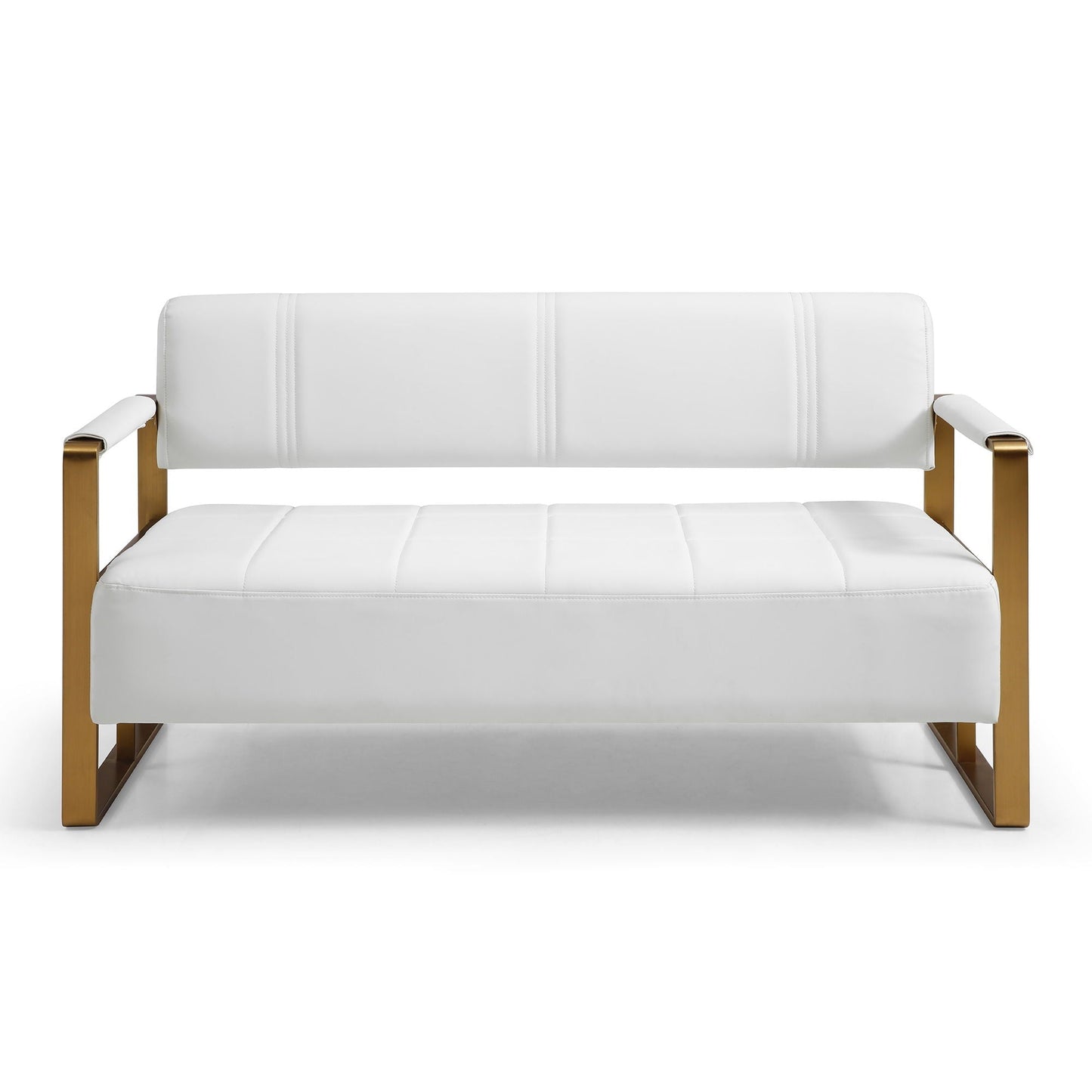 Modern Upholstery Accent Loveseat Sofa For Living Room 2 Seater With Metal Arms