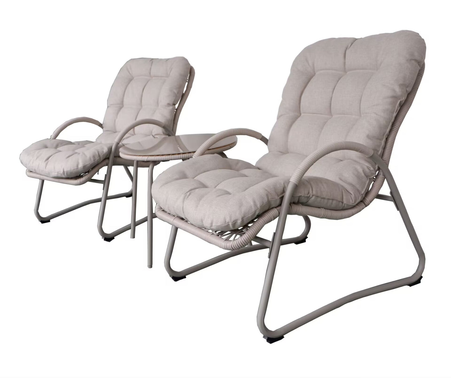 Outdoor Iron Framed Wicker 3-Piece Patio Set