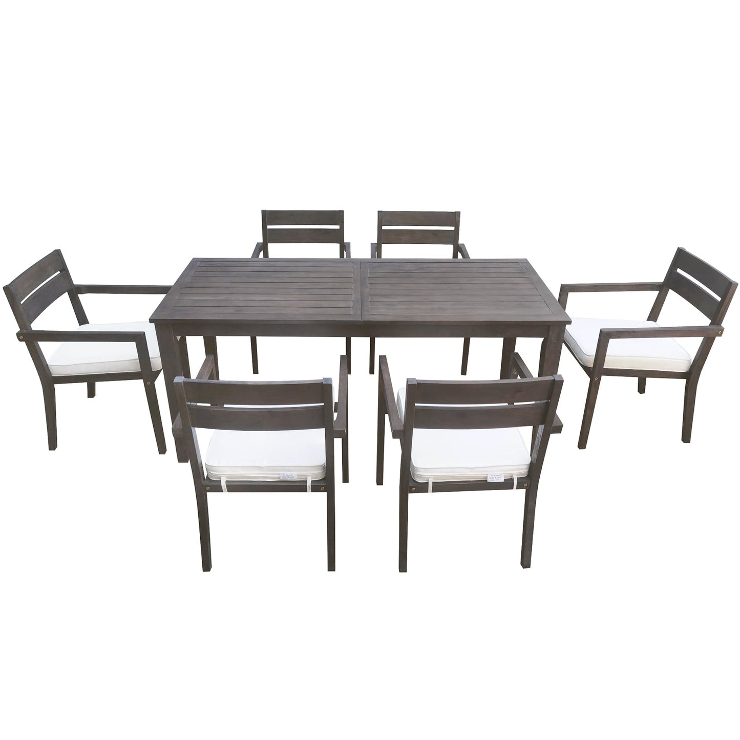 U_Style 7 Pieces Acacia Wood Outdoor Dining Set with Cushions