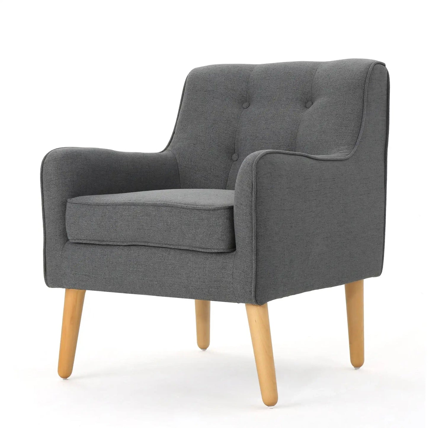 Modern Arm Chair With Tufted Back and Wooden Legs