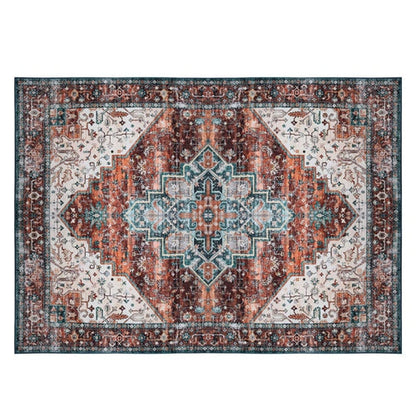 Vintage Boho 8x10 Rug – Washable, Non-Slip & Waterproof
