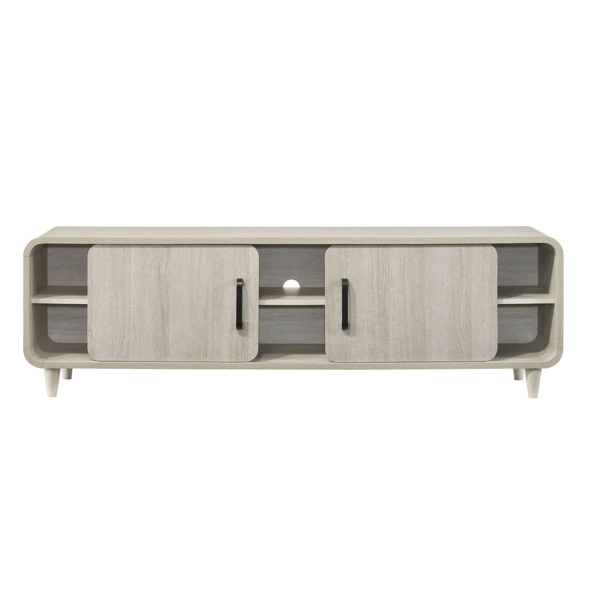 TV Stand With Sliding Doors And Handles, Living Room Furniture - Antique White