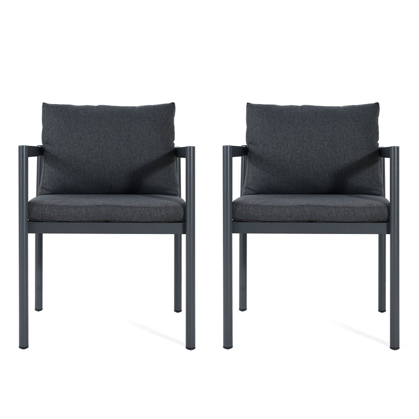 7 Piece Outdoor Dining Set With Table And 6 Chairs - Black / Gray / Teak