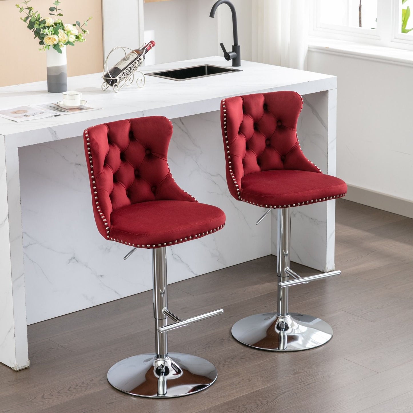 Swivel Adjustable Height Barstools Set of 2