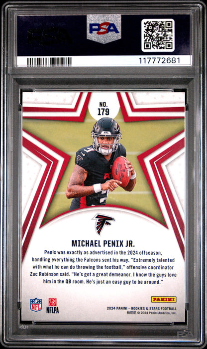 Graded 2024 Panini Rookies & Stars Michael Penix Jr #179 Red Rookie RC Football Card PSA 10 Gem Mint