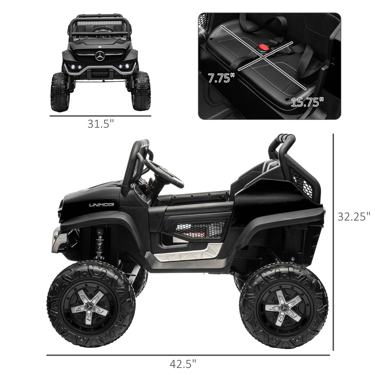 Mercedes-Benz Unimog 12V Kids Ride on Truck with Remote Control - Officially Licensed