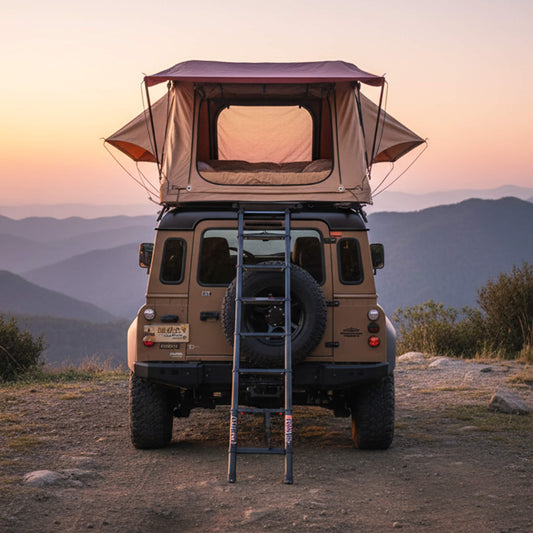 Trailora Summit Soft-Shell Aluminum Rooftop Tent With Ladder, LED Light Strip, And Memory Foam Mattress [2-3 Person] (SAK26814)
