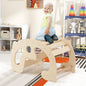 2-in-1 Rocking Horse Arch for Kids Montessori Climbing Toys with Arch Climber-Natural