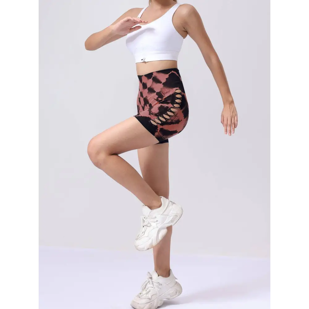 2 Pack Tie Dye High Waist Seamless Yoga Shorts