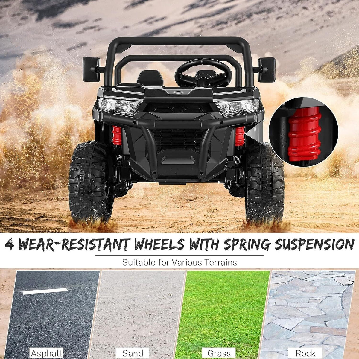 2-Seat 24V Electric Dump Truck Ride-On Toy with 6 Wheels - Black