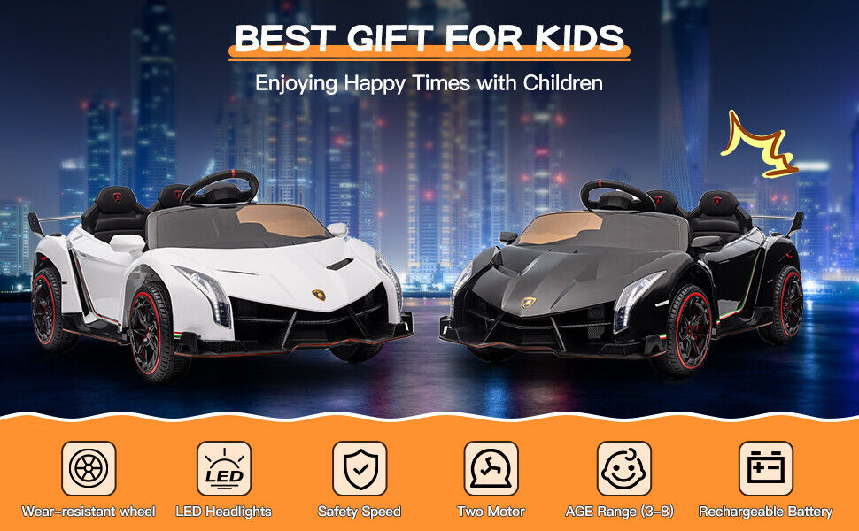 2-Seat Licensed Lamborghini Electric Ride-On Car for Kids with Remote Control and MP3 Compatibility