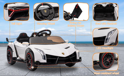 2-Seat Licensed Lamborghini Electric Ride-On Car for Kids with Remote Control and MP3 Compatibility