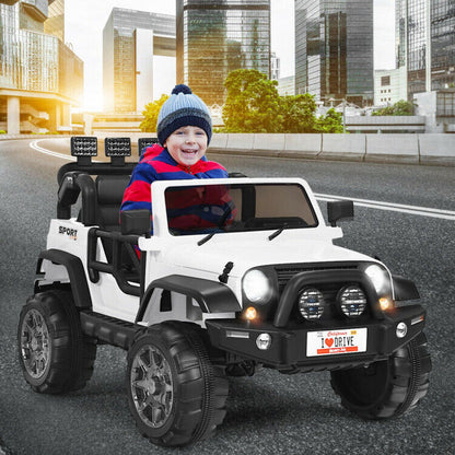 2-Seat Pink Ride on Car with Remote Control, LED Lights, and Music for Toddlers