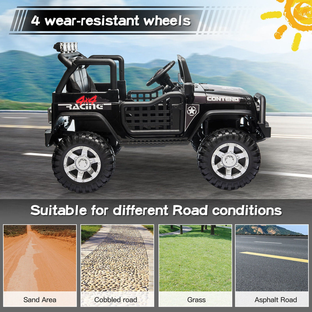 2-Seater 12V Electric Ride-On Jeep for Kids with Remote Control