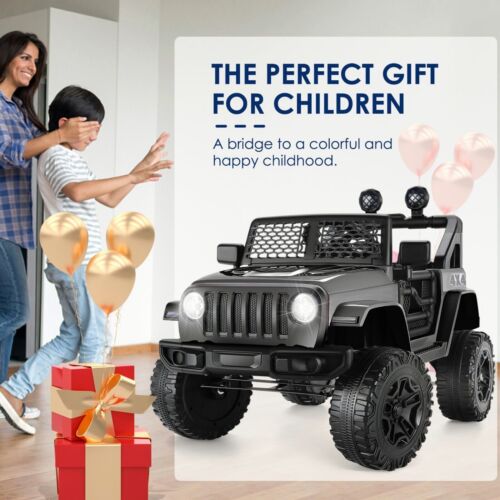 2-Seater 12V Electric Ride-On Truck with Bluetooth, LED Music, and Remote Control for Kids