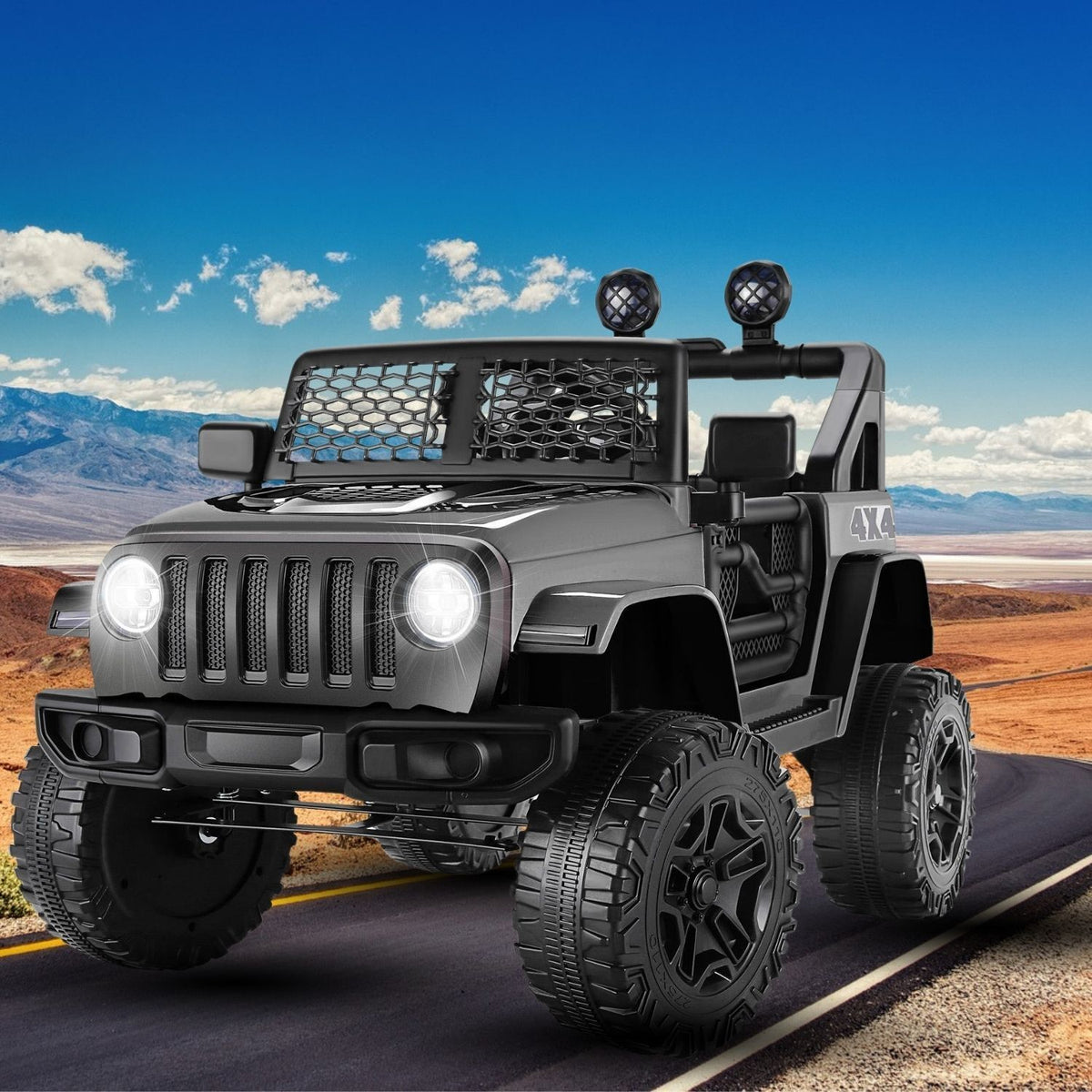 2-Seater 12V Electric Ride-On Truck with Bluetooth, LED Music, and Remote Control for Kids