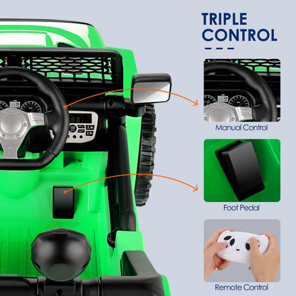 2-Seater 12V Electric Ride-On Truck with Bluetooth, LED Music, and Remote Control for Kids