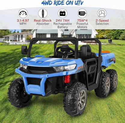 24V 4WD Kids Electric Car with Remote Control and Dump Bed - 2 Seater Ride-On Vehicle
