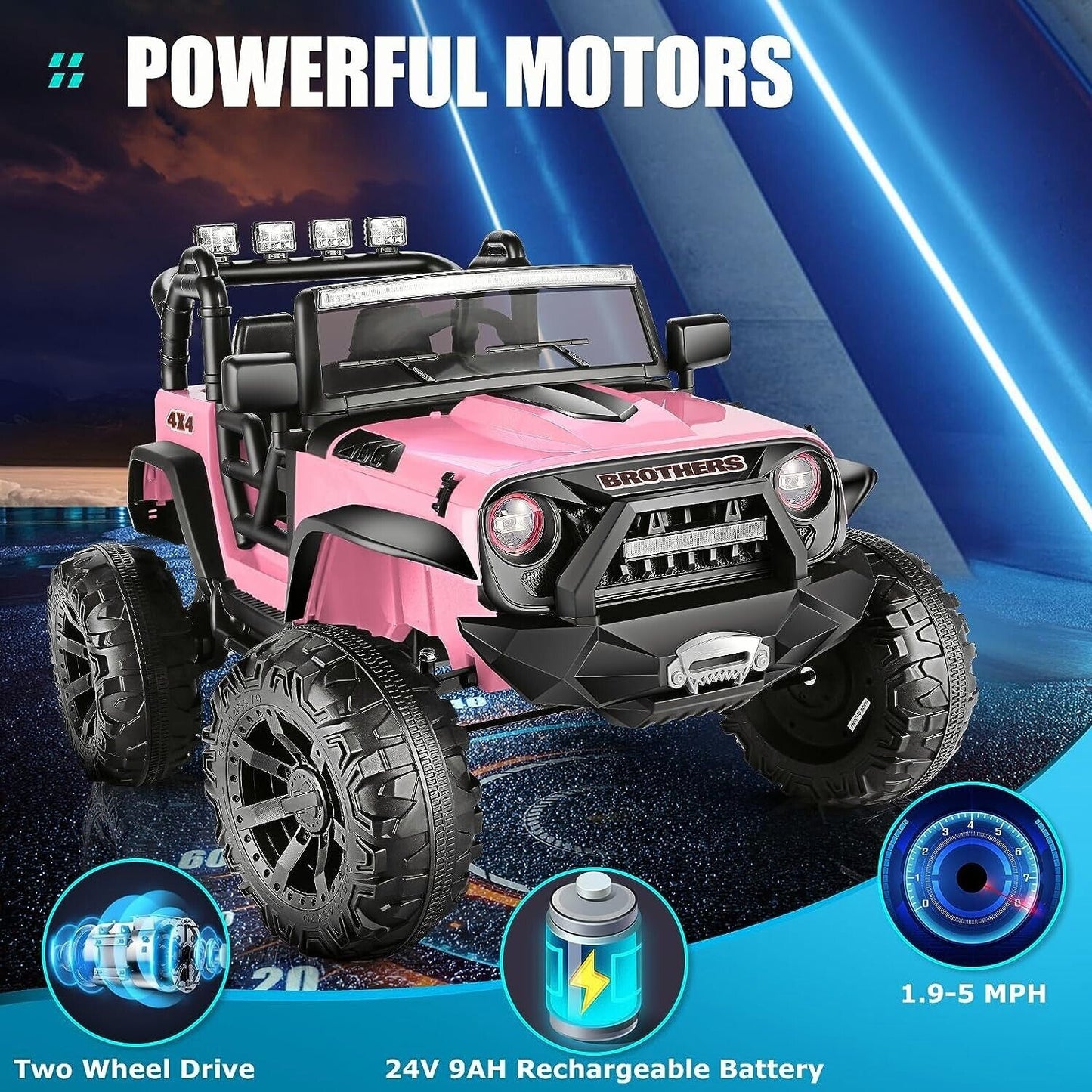2-Seater 24V Electric Ride-On Car for Kids with Remote Control - Pink