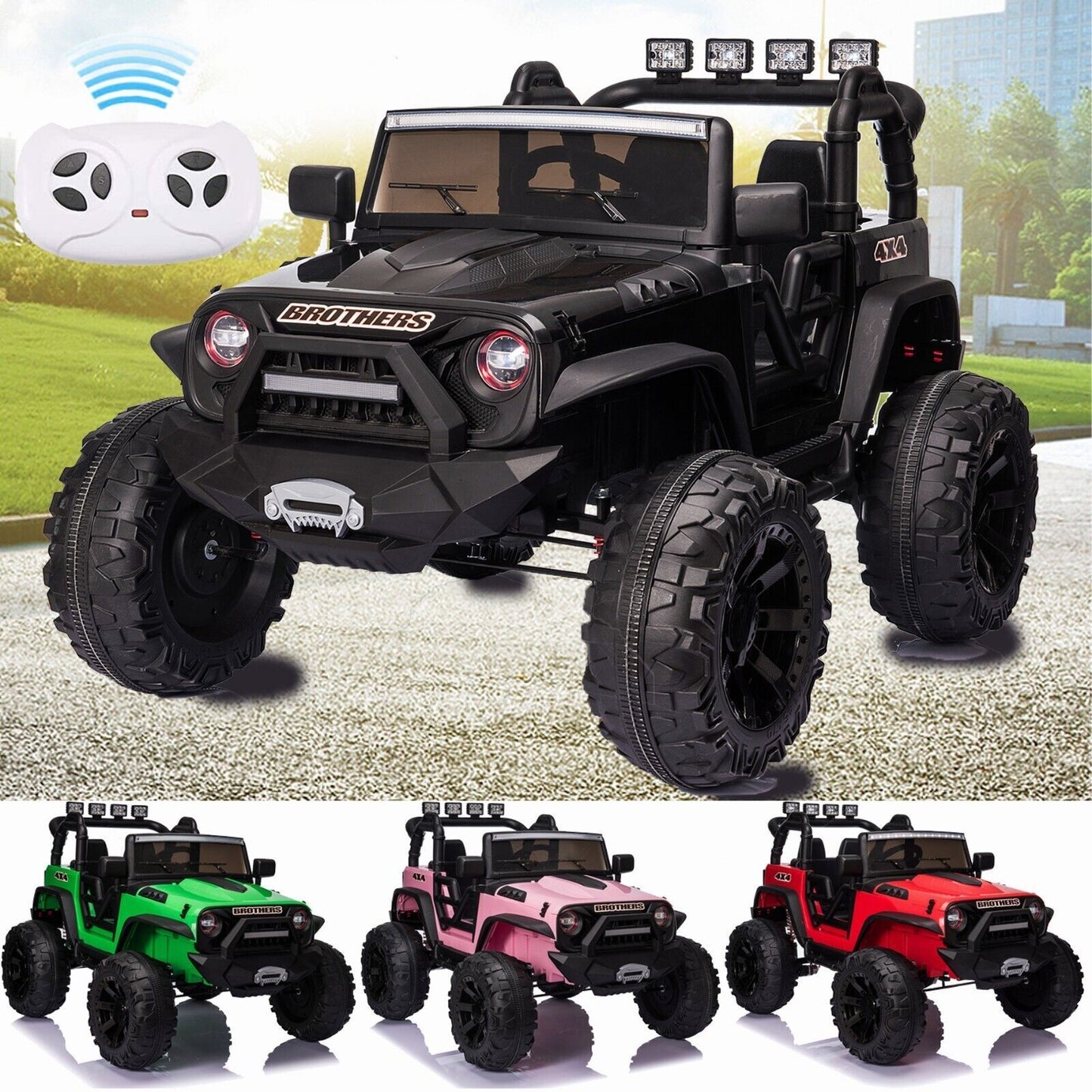 2-Seater 24V Electric Ride-On Toy Truck with LED Lights, MP3 Player, and Remote Control