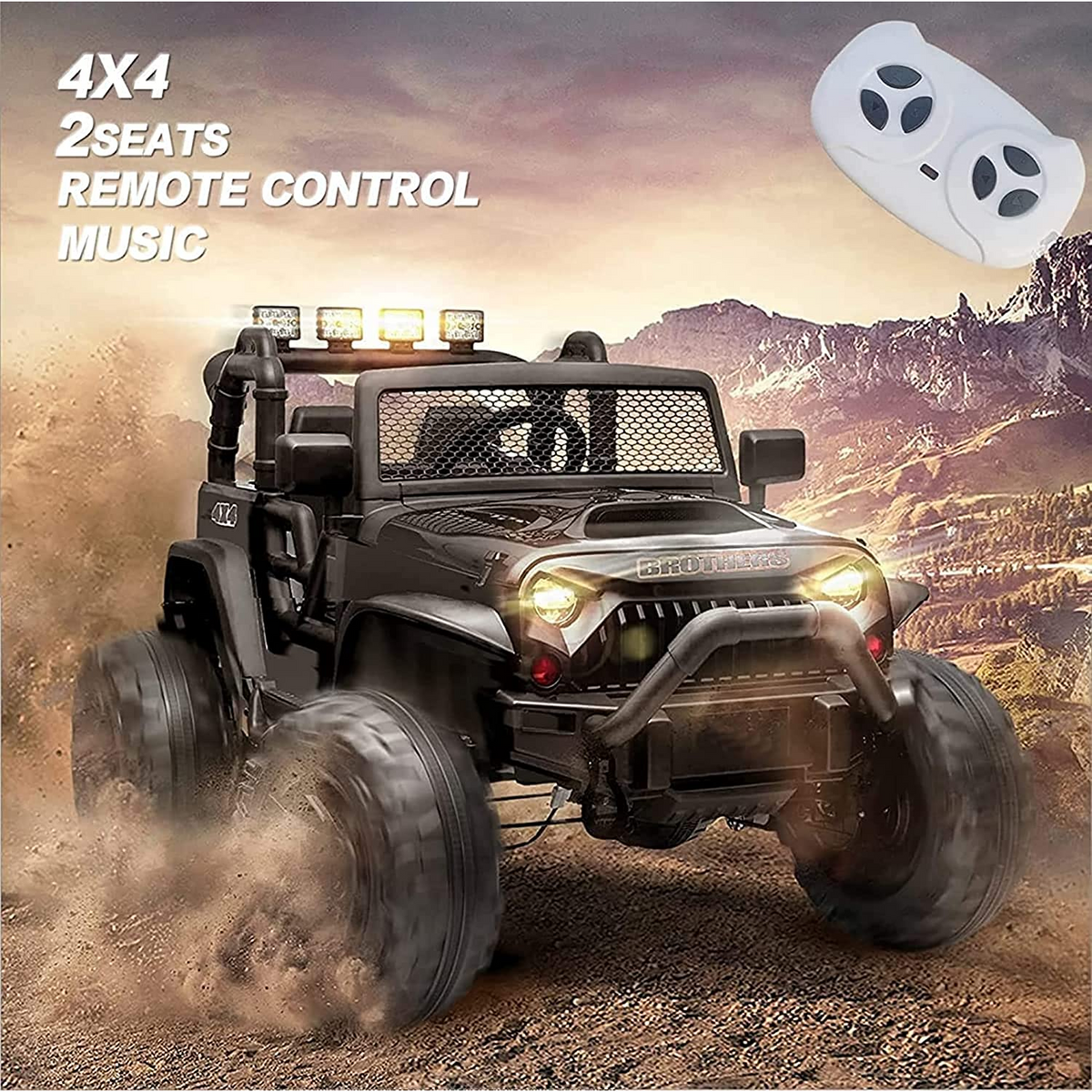2-Seater 24V Electric Ride-On Truck with Remote Control and 3 Speed Options (2x200W)