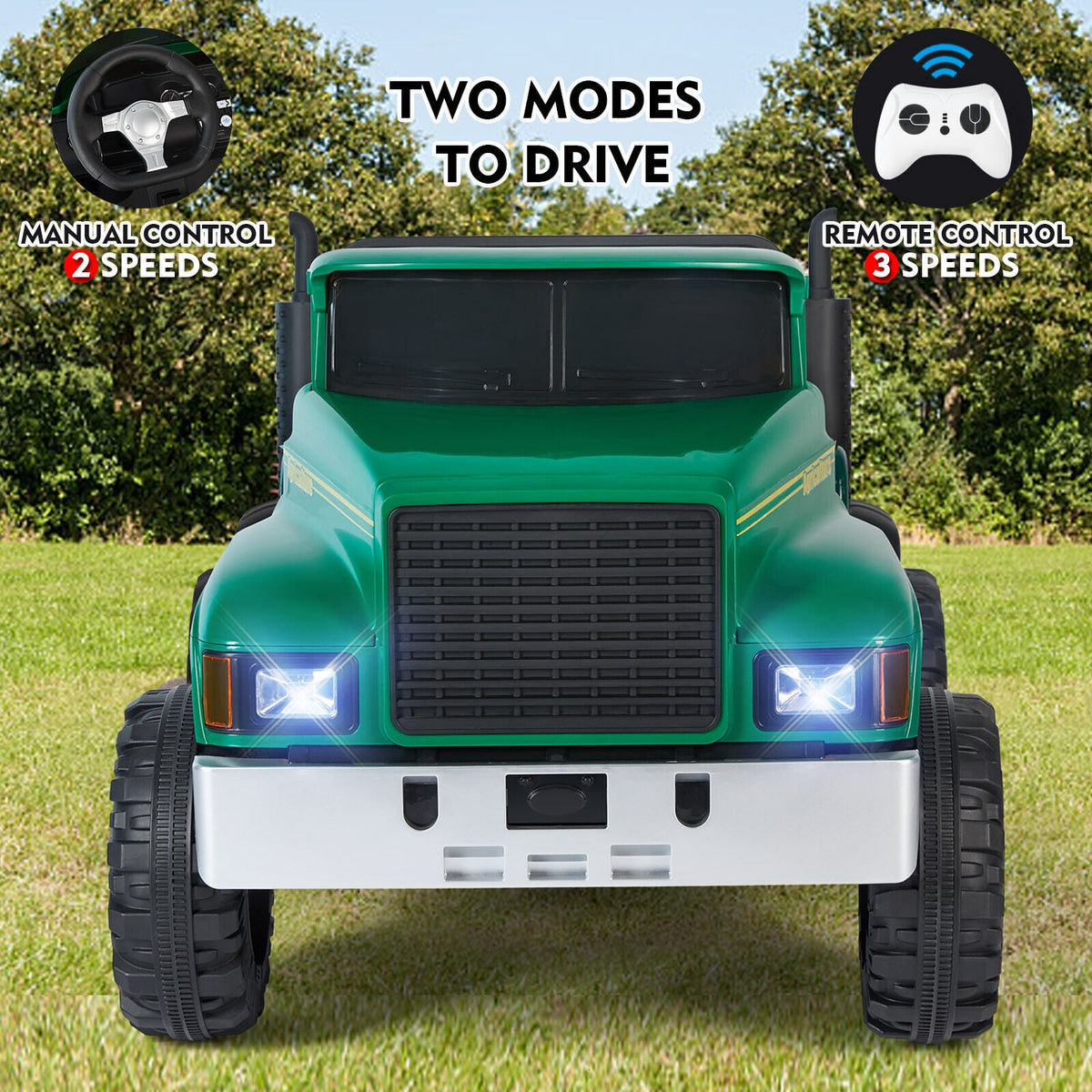 2-Seater Electric Ride-On Tractor with Dump Bed and 3-Speed RC - 24V Battery Powered Toy Car