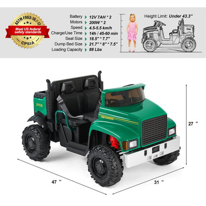 24V Electric Ride-On Truck with Trailer and RC Control - 3 Speeds for Double the Fun!