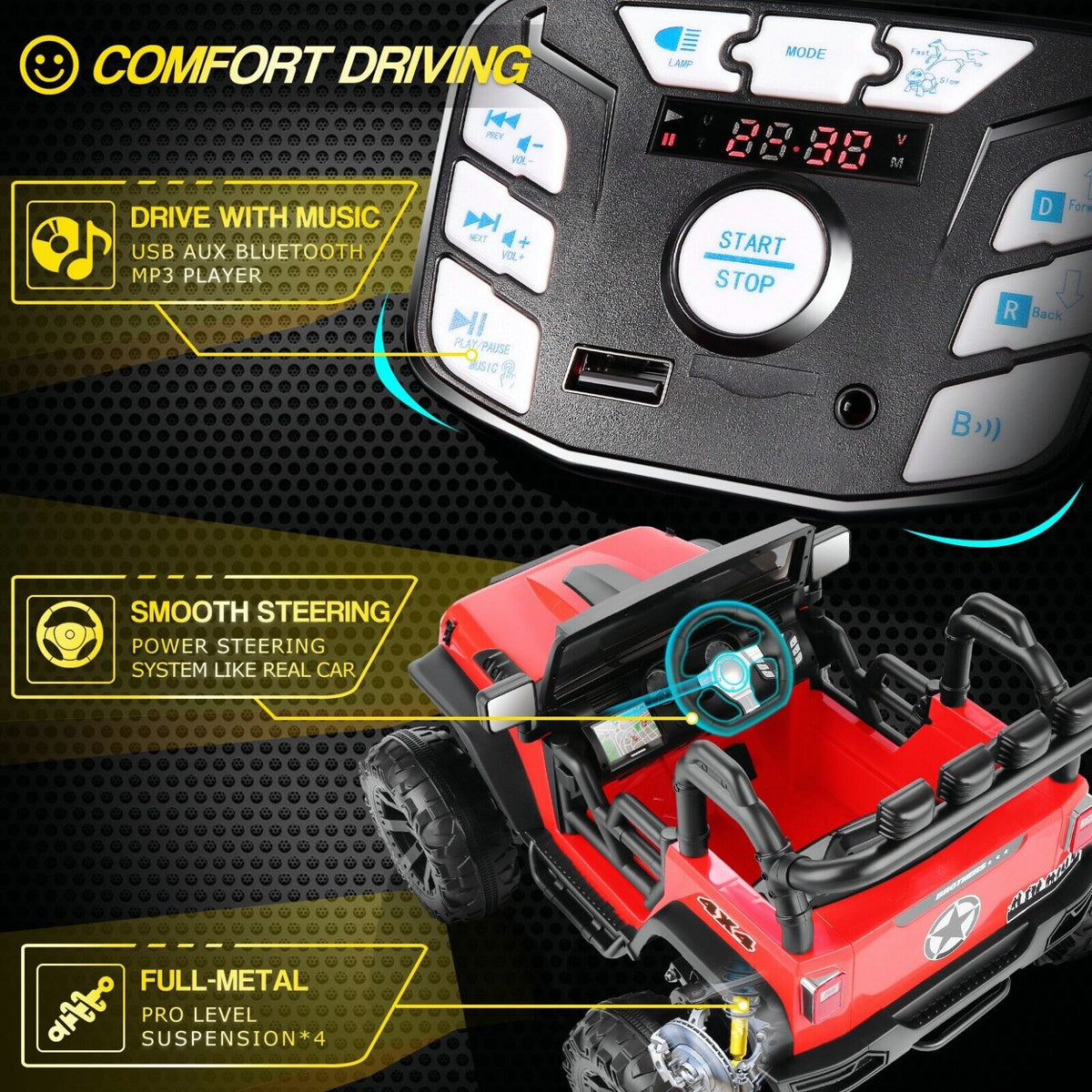 2-Seater Electric Truck Toy for Kids with Remote Control - 400W 24V 9AH